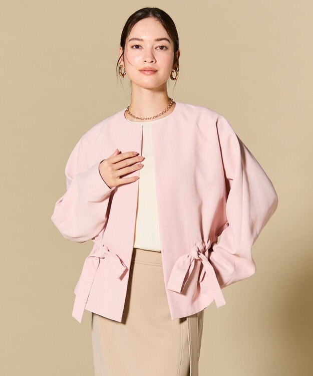 BEIGE， PORDIC / ドロスト付きノーカラージャケット Nude