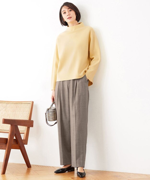 自由区 【洗える】ウォッシャブルウールサキソニーワイド パンツ TOPモカ