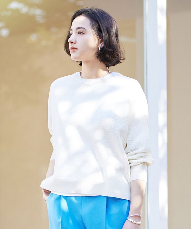 UNFILO 【洗える】リネンリンクスメッシュ　プルオーバー オフ