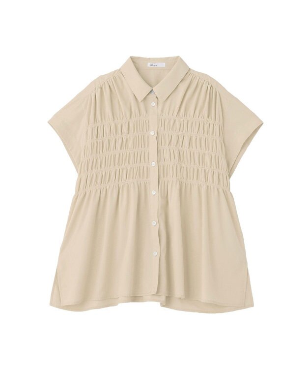 CRAFT STANDARD BOUTIQUE シャーリングショートスリーブブラウス Beige