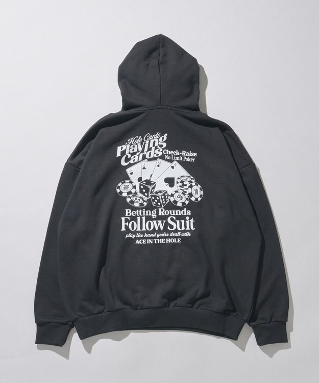 WEGO ヘビーウエイトユニークモチーフプルパーカー ブラック