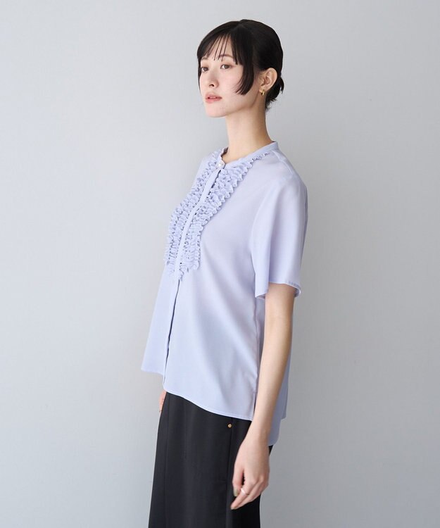 YECCA VECCA フリルデザインブラウス Sax