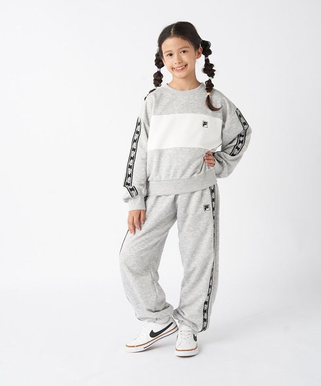 OP／FILA 【FILA】モノクロカラークルーネックスウェット/キッズ 杢グレー