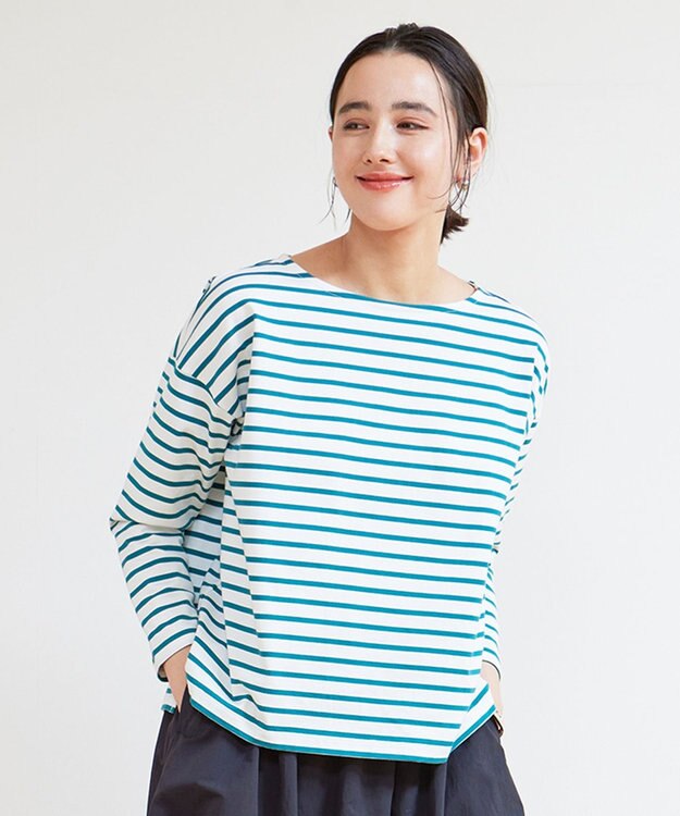 UNFILO 【マシンウォシャブル】ボーダーワイドT グリーン