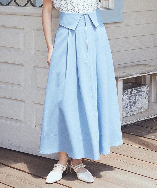 earth music&ecology フォールドオーバーウエストスカート Light Blue