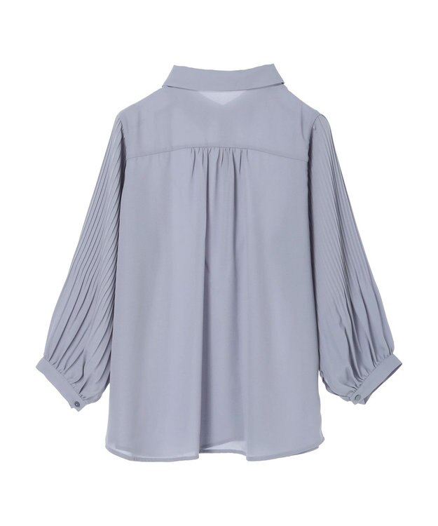 Green Parks 袖プリーツ衿付きブラウス Sax