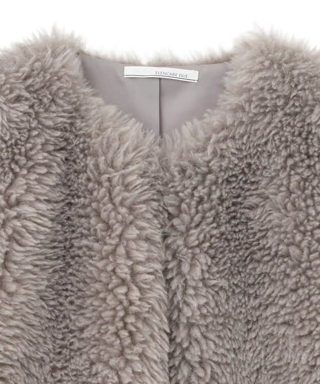 Green Parks ・ＥＬＥＮＣＡＲＥ　ＤＵＥ　シープファーロングベスト Gray Beige