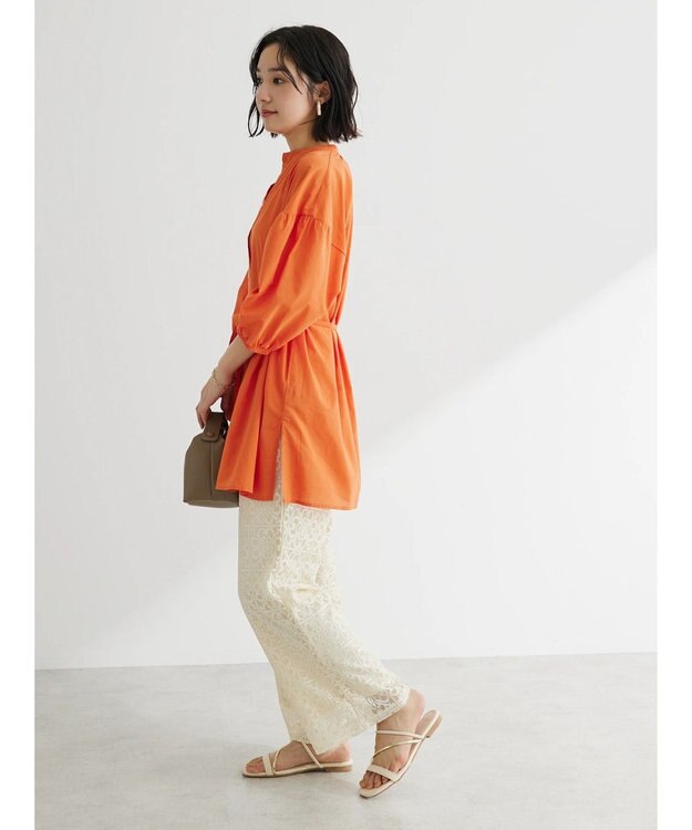 Green Parks スキッパーボリュームブラウスチュニック Orange