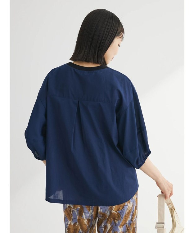 Green Parks ランタンスリーブブラウス Navy