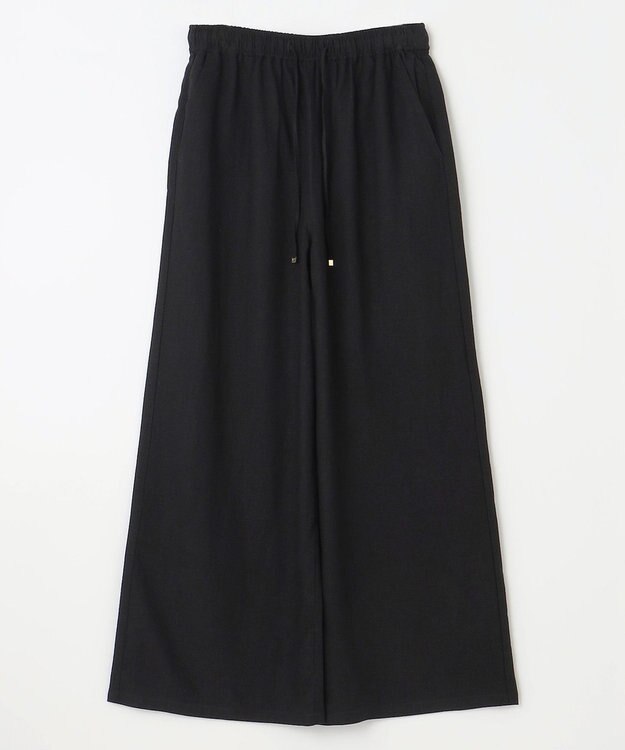 ANY 【ウエストゴム】リネンレーヨンワイドパンツ ブラック