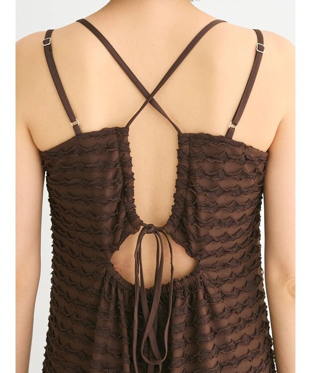 Green Parks カップ付きフリル生地キャミワンピース Brown