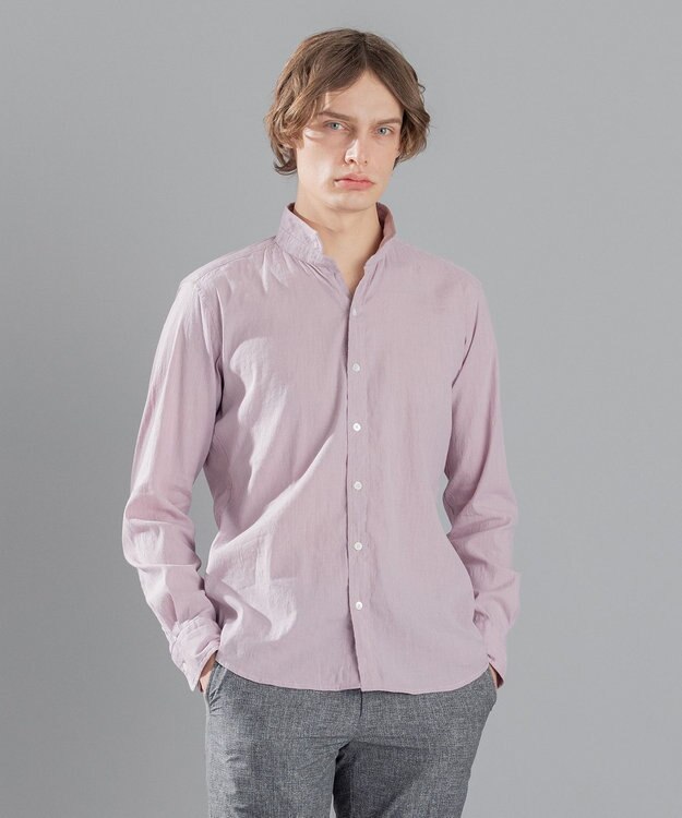 JOSEPH HOMME リネンストレッチブロード ウィングカラーシャツ ローズ系
