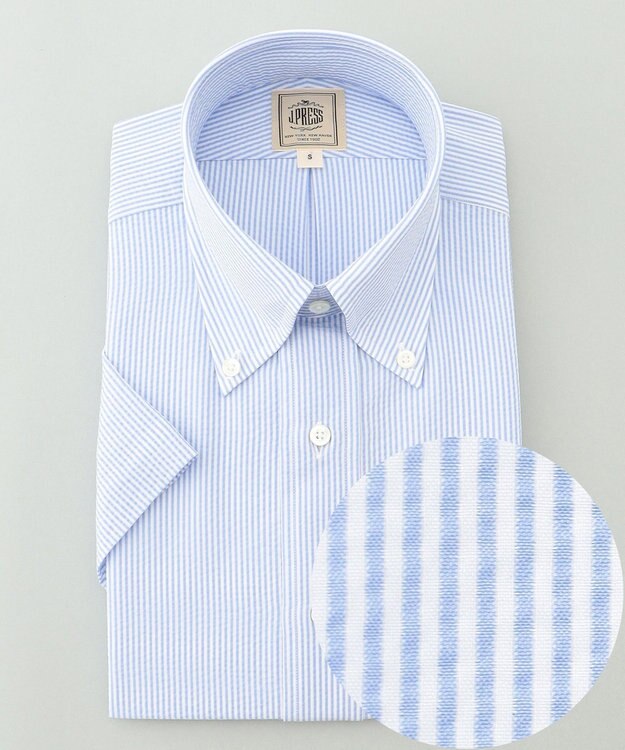 J.PRESS MEN 【新素材 / 高通気性 / 軽量 / イージーケア / 撥水】【BEAT HEAT SYSTEM】半袖シャツ / B.D. サックスブルー系1