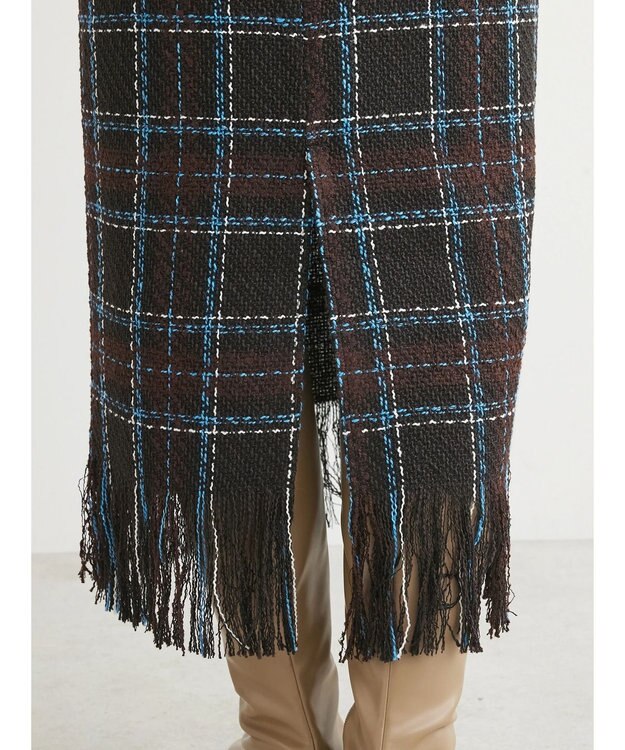 Green Parks ・ＳＵＧＡＲ　ＳＰＯＯＮ　チェックフリンジスカート Black