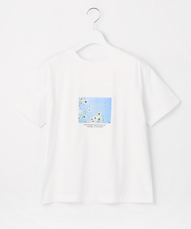 Feroux フラワーフォトプリント Tシャツ ホワイト系