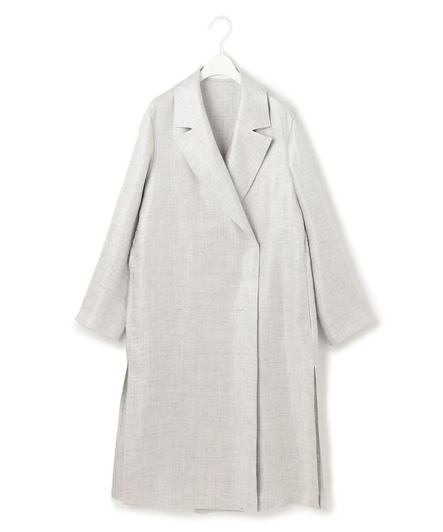 ICB L 【日本製】トリアセリネンシャイニーツイル ロングジャケット ライトグレー系