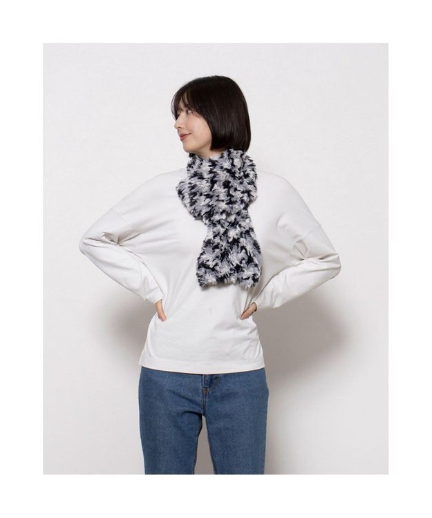 UNBILLION カシュネ cache nez / エコファーカスリニットネックマフラー ブラック