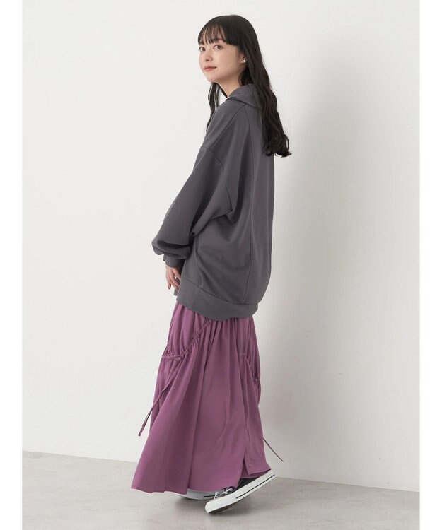 earth music&ecology スタンドｚｉｐダンボールチュニック Dark Gray