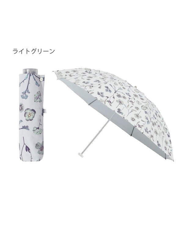 MOONBAT 【晴雨兼用/ 一級遮光/UV99％】フワクール (Fuwacool) 折りたたみ日傘 フワクールホワイト  ボタニカル 軽量 ライトグリーン