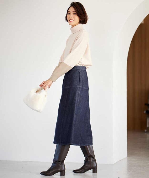 自由区 L 【洗える】ウスカルデニム スカート インディゴ