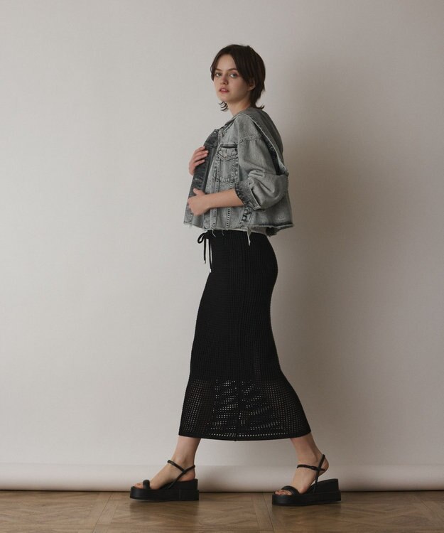 GRACE CONTINENTAL フードジップデニムジャケット グレー