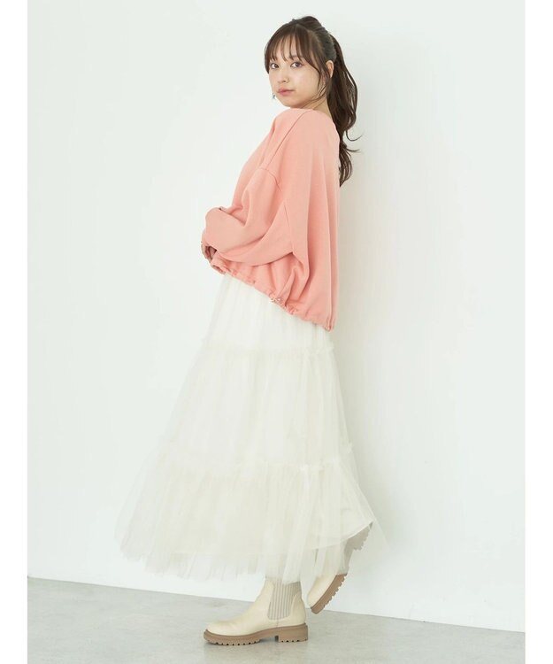 earth music&ecology 裏毛ドロストプルオーバー Pink Orange