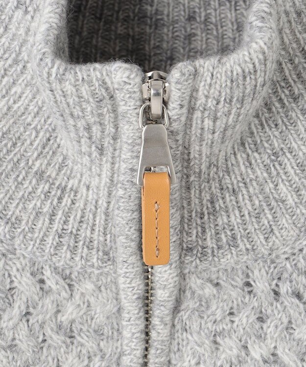 J.PRESS MEN 【Cash Lamb's Wool】ケーブルハーフジップ ニット ライトグレー系