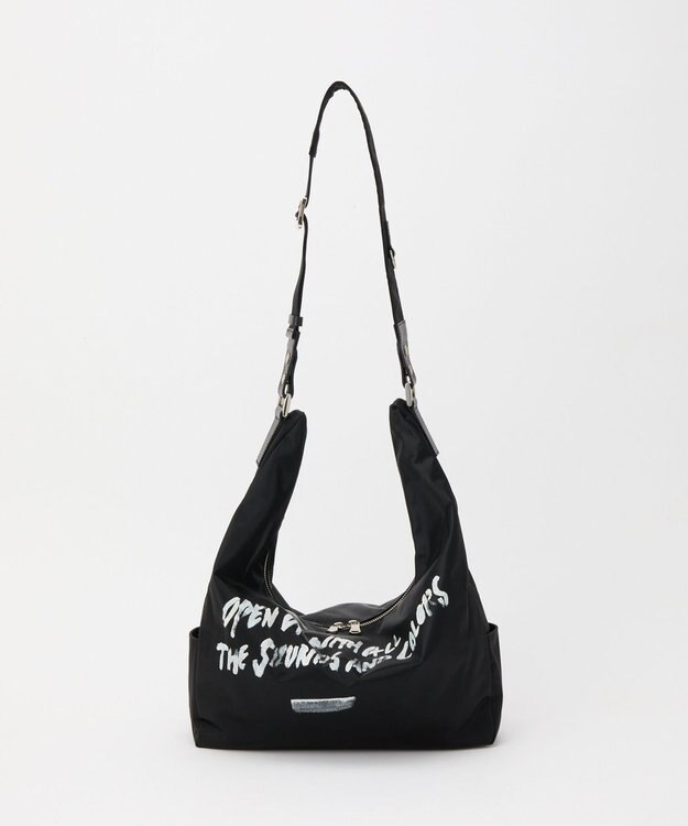 russet ステンシル風プリント ナイロン2WAYショルダーバッグ(SF-271) Black