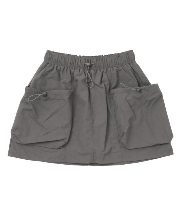 WEGO ドローコードナイロンミニスカパン グレー
