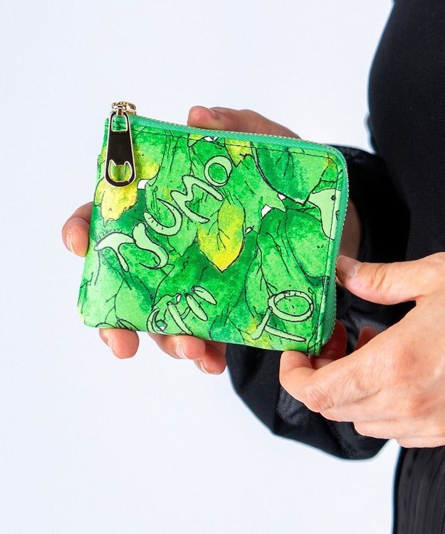 tsumori chisato CARRY 葉っぱ Lファスナー2つ折り財布 グリーン