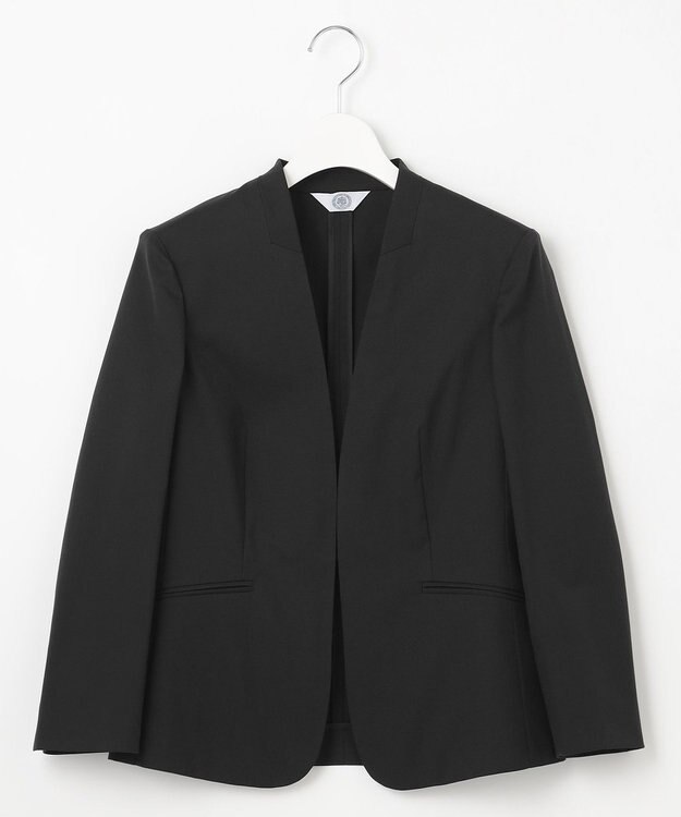 J.PRESS LADIES 【セットアップ対応・洗える・撥水・防汚】コットンFITTYシャーク ノーカラー ジャケット ブラック系