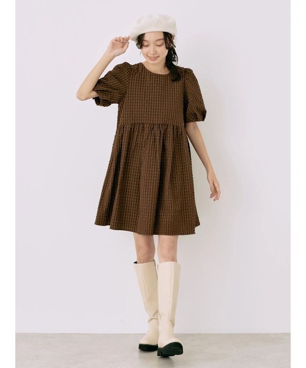 earth music&ecology バックオープンチュニックワンピース Brown