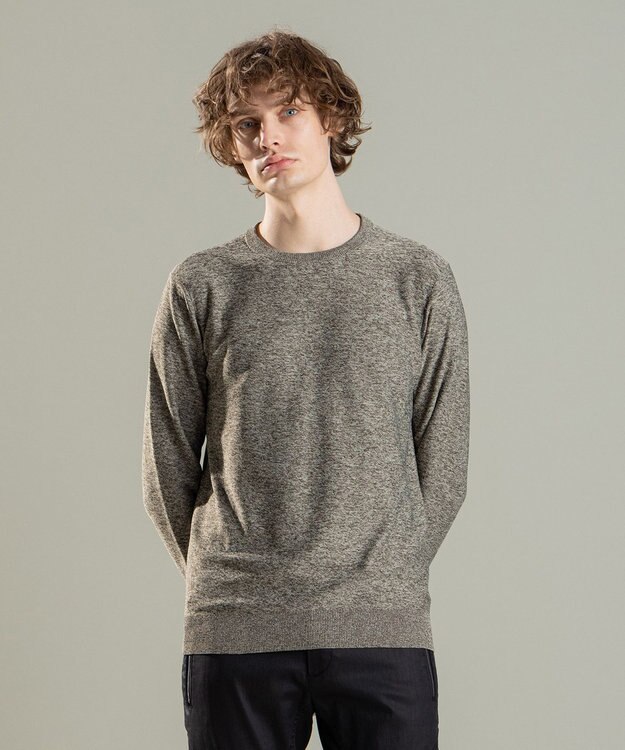 JOSEPH HOMME ナイロンムリネメランジ　クルーネックニット キャメル系