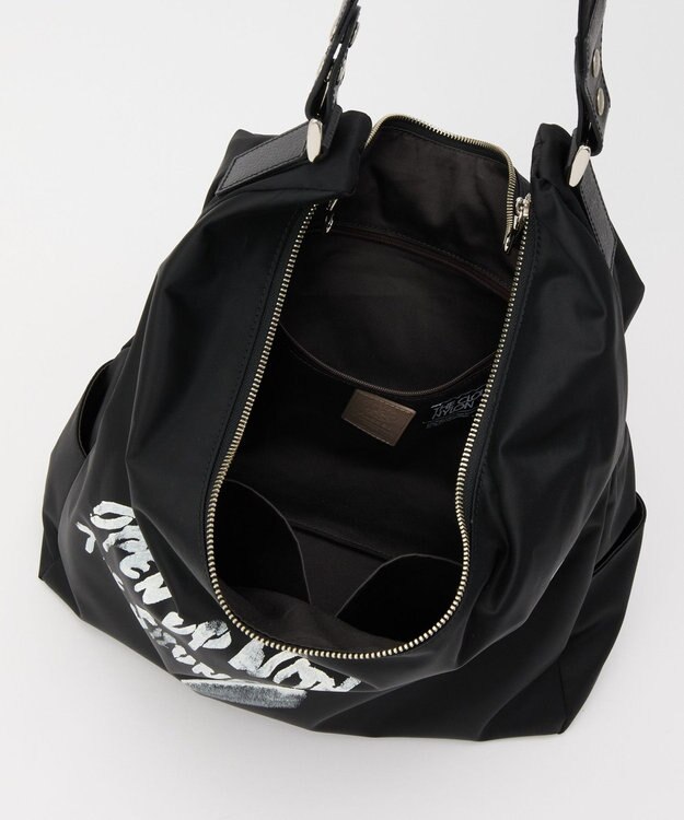 russet ステンシル風プリント ナイロン2WAYショルダーバッグ(SF-271) Black