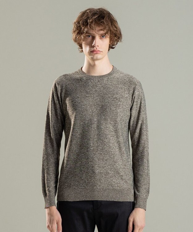 JOSEPH HOMME ナイロンムリネメランジ　クルーネックニット キャメル系