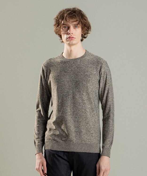 JOSEPH HOMME ナイロンムリネメランジ　クルーネックニット キャメル系