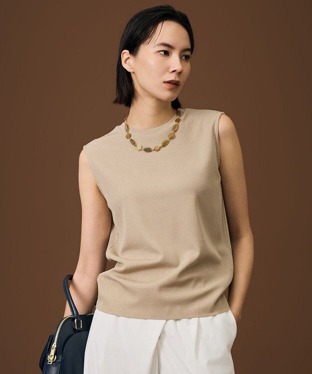 自由区 【人気素材・NEWアイテム・アンサンブル対応】ファンクショナルノースリーブ カットソー ベージュ