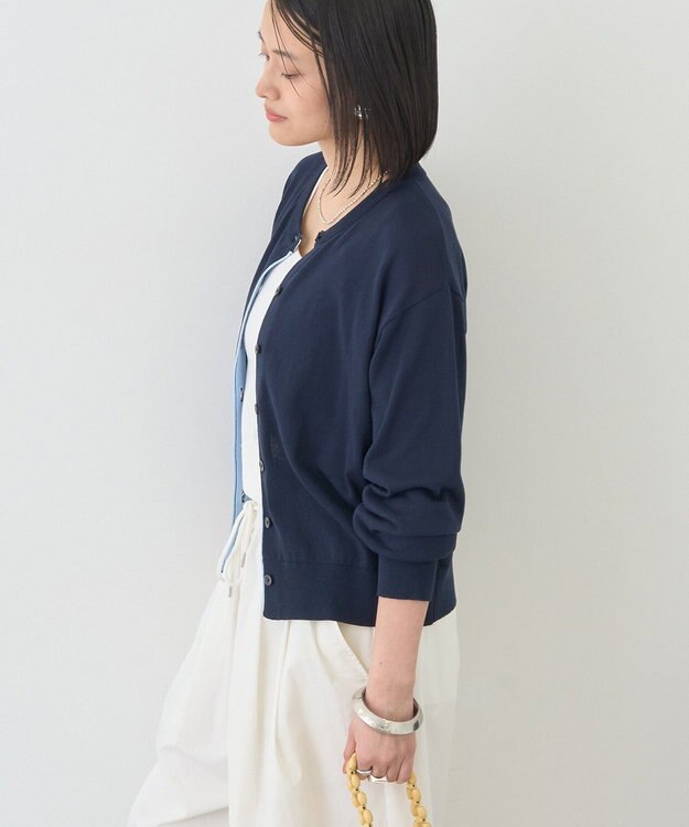 AMERICAN HOLIC 配色シアーカーディガン Navy