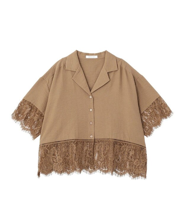 AMERICAN HOLIC レース切り替え半袖シャツ Mocha