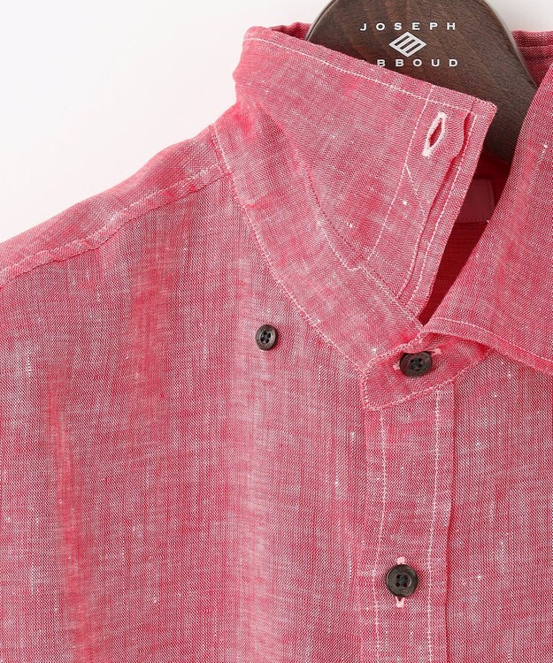 JOSEPH ABBOUD 【麻100％・軽い・涼しい】モイスチャーリネン シャツ レッド系