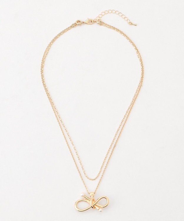 組曲 パールライクエンドノットレイヤード ネックレス ゴールド系