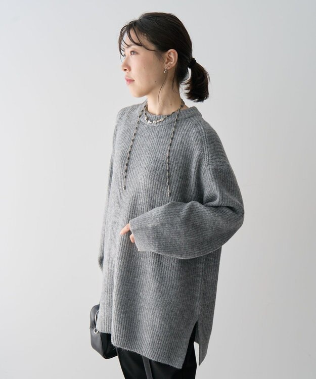 Green Parks ｆｕｗａっと　畦チュニック Gray Mixture