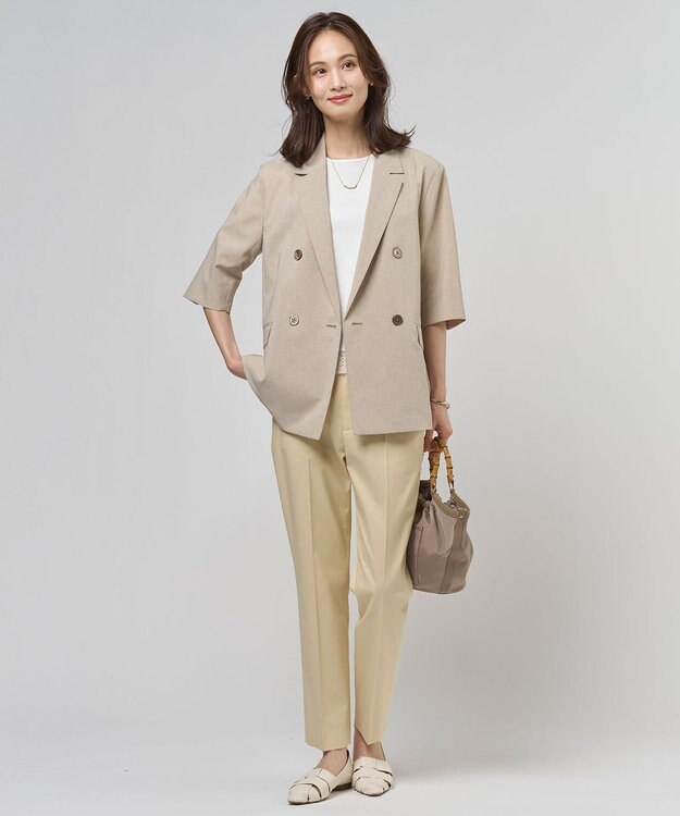 J.PRESS LADIES 【セットアップ対応・洗える・撥水】コットンFITTY テーパード パンツ 【WEB限定】イエロー系