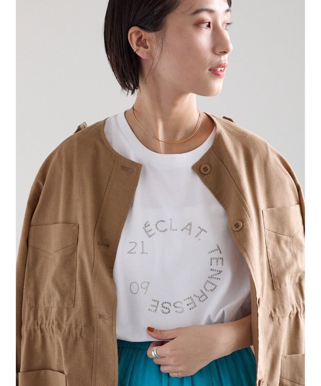 Te chichi ラインストーンサークルロゴTシャツ シルバー