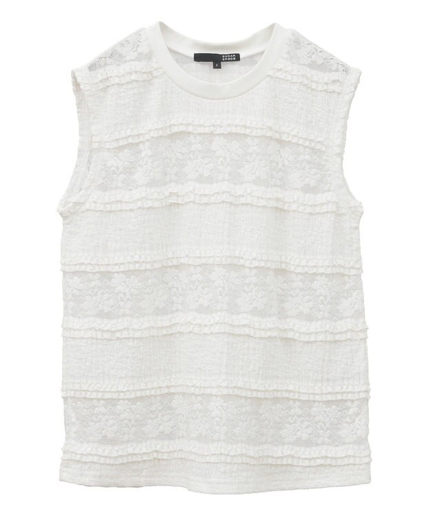 Green Parks ・ＳＵＧＡＲ　ＳＰＯＯＮ　フリルレースノースリーブ Off White