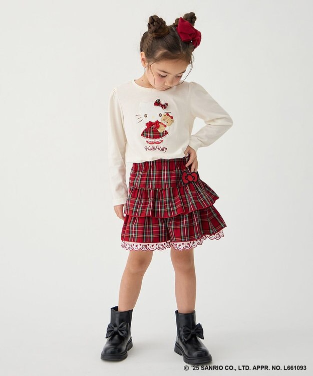 ANY KIDS 【ハローキティ×ANY KIDS】アップリケ 長袖Tシャツ オフホワイト