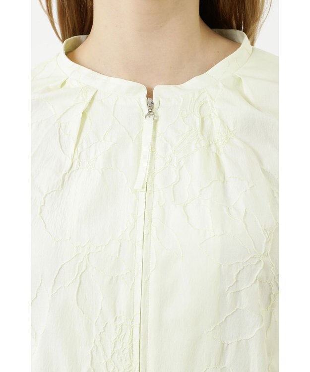 DAKS フラワーモチーフジャガードブラウス ライトグリーン