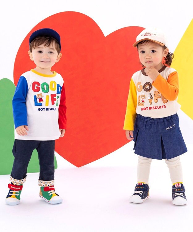 MIKI HOUSE HOT BISCUITS 【80-120cm】GOOD LIFE 長袖Tシャツ 白