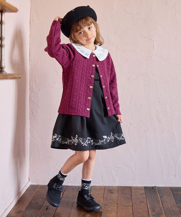 ANY KIDS ふくれジャガードカーディガン ローズ