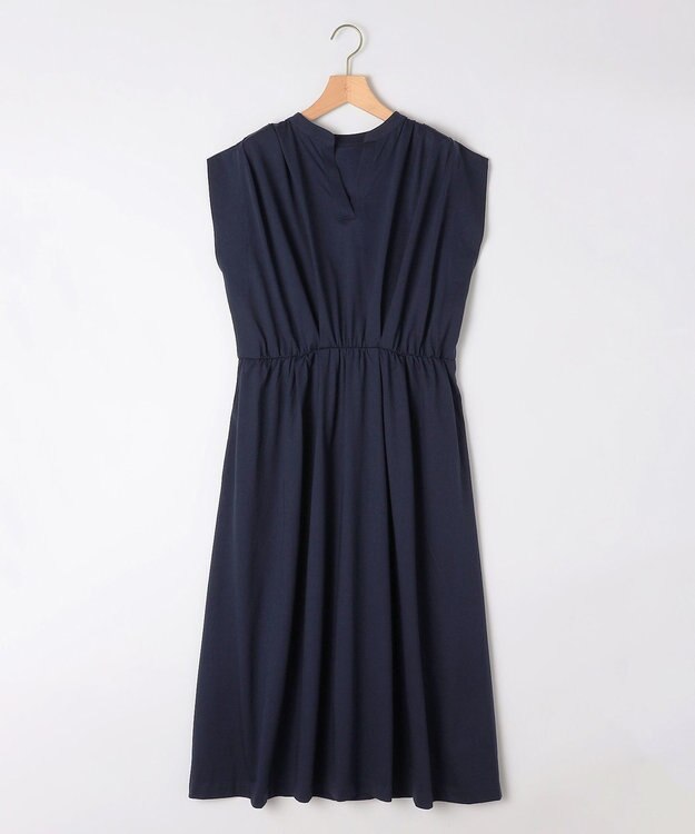 組曲 【洗える・WEB限定】プレーティング天竺 ドレープワンピース ネイビー系